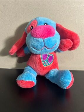 Dandee dan dee dog heart puppy peace logo pink red blue plush doll